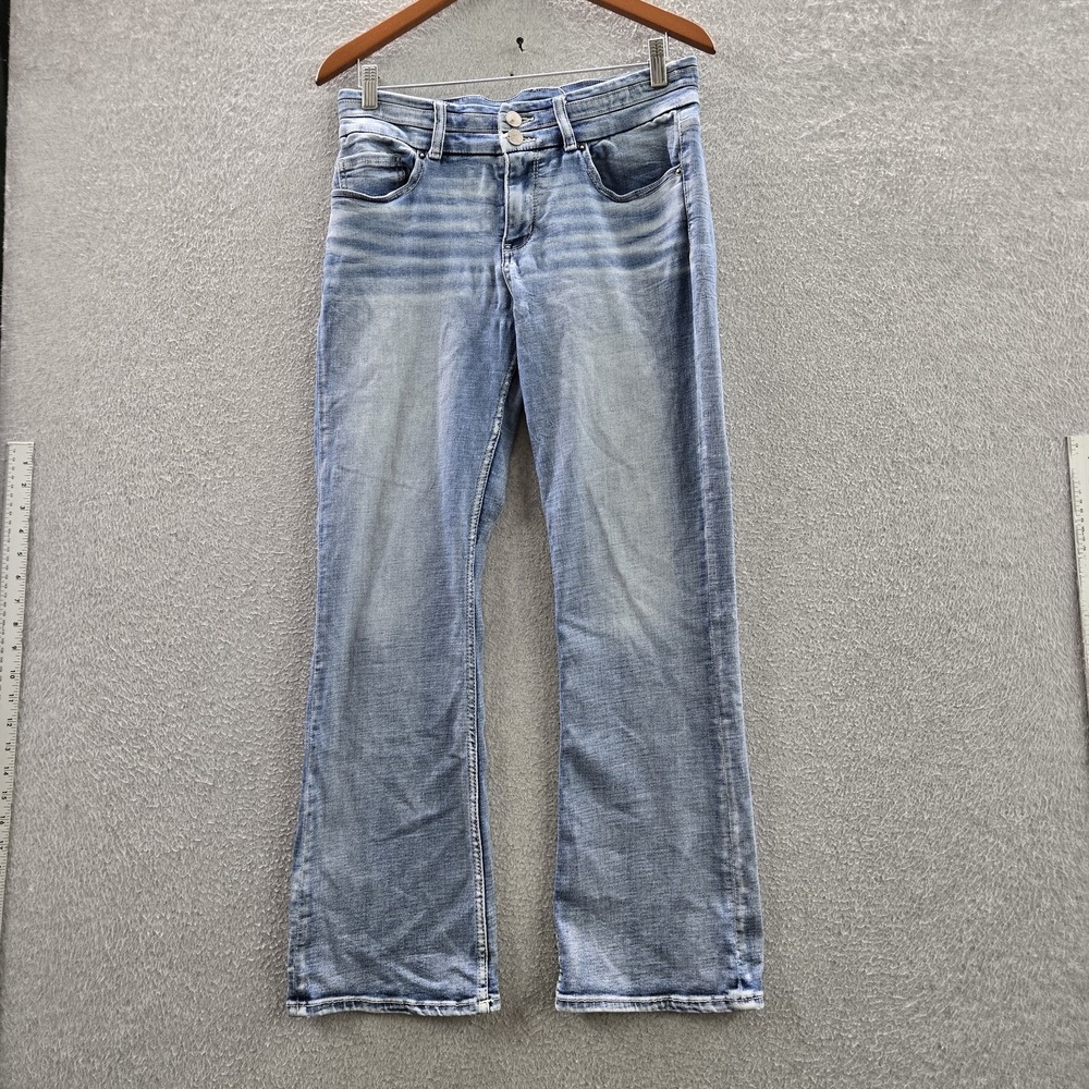 BKE Women Jeans 30X29.5 Light Blue Denim STELLA Mid-Rise Bootcut Slim 28" READ